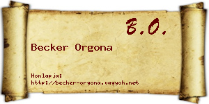 Becker Orgona névjegykártya